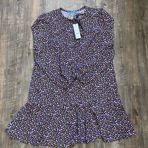 Tie Neck Flounce Shift Dress